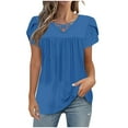 thumbnail image 1 of AherBiu Womens Short Petal Sleeve Tops Crossover V Neck Ruched Loose Summer Tunic Tops to Wear with Leggings, 1 of 5