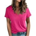 thumbnail image 1 of AherBiu Womens Short Sleeve T Shirts V Neck Side Slit Comfy Tops Summer Casual Basic Top Tees, 1 of 4
