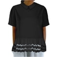 thumbnail image 1 of AherBiu Womens Summer Tops Lapel Short Sleeve Hollow Ruffle Boho Shirts Lightweight Cute Blouse Solid Color, 1 of 5