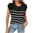 thumbnail image 1 of AherBiu Womens Sweater Tank Tops Striped Crewneck Knitted Sleeveless Going out Tops for Women, 1 of 6