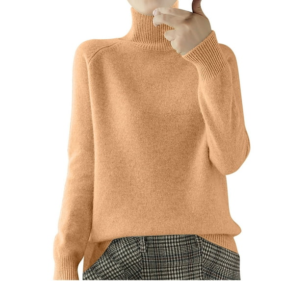 AherBiu Womens Sweaters Turtleneck Pullover Thick Warm Knitted Winter Long Sleeve Sweater Tops