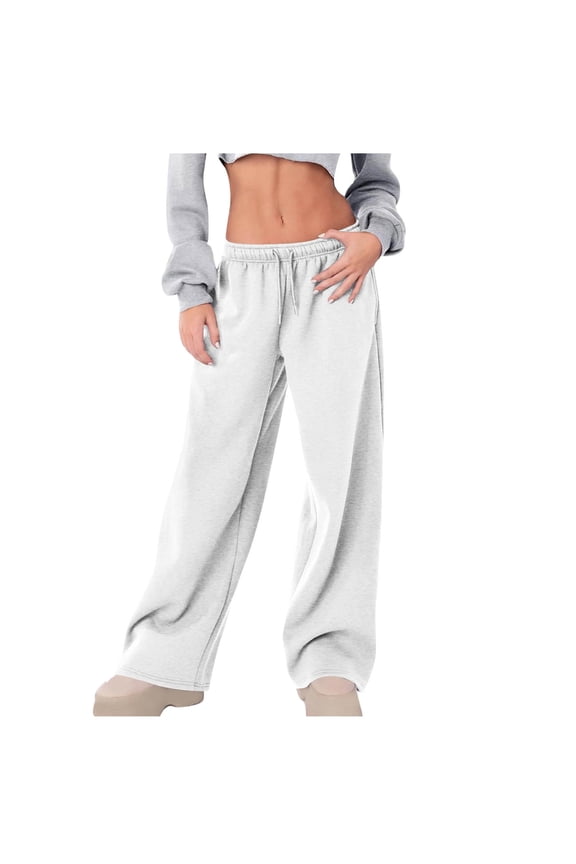 Womens Sweatpants Straight Wide Leg Drawstring High Waisted Joggers Pants Lightfleece Lined Athletic Workout Trousers