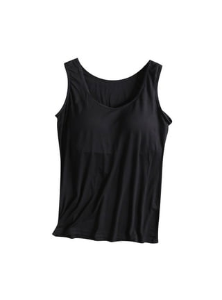 White Tank Tops Women Built in Bra Women's Solid Color Thread with Chest  Pad Without Wearing Bra One Tank Top, A1-black, Small : : Clothing,  Shoes & Accessories