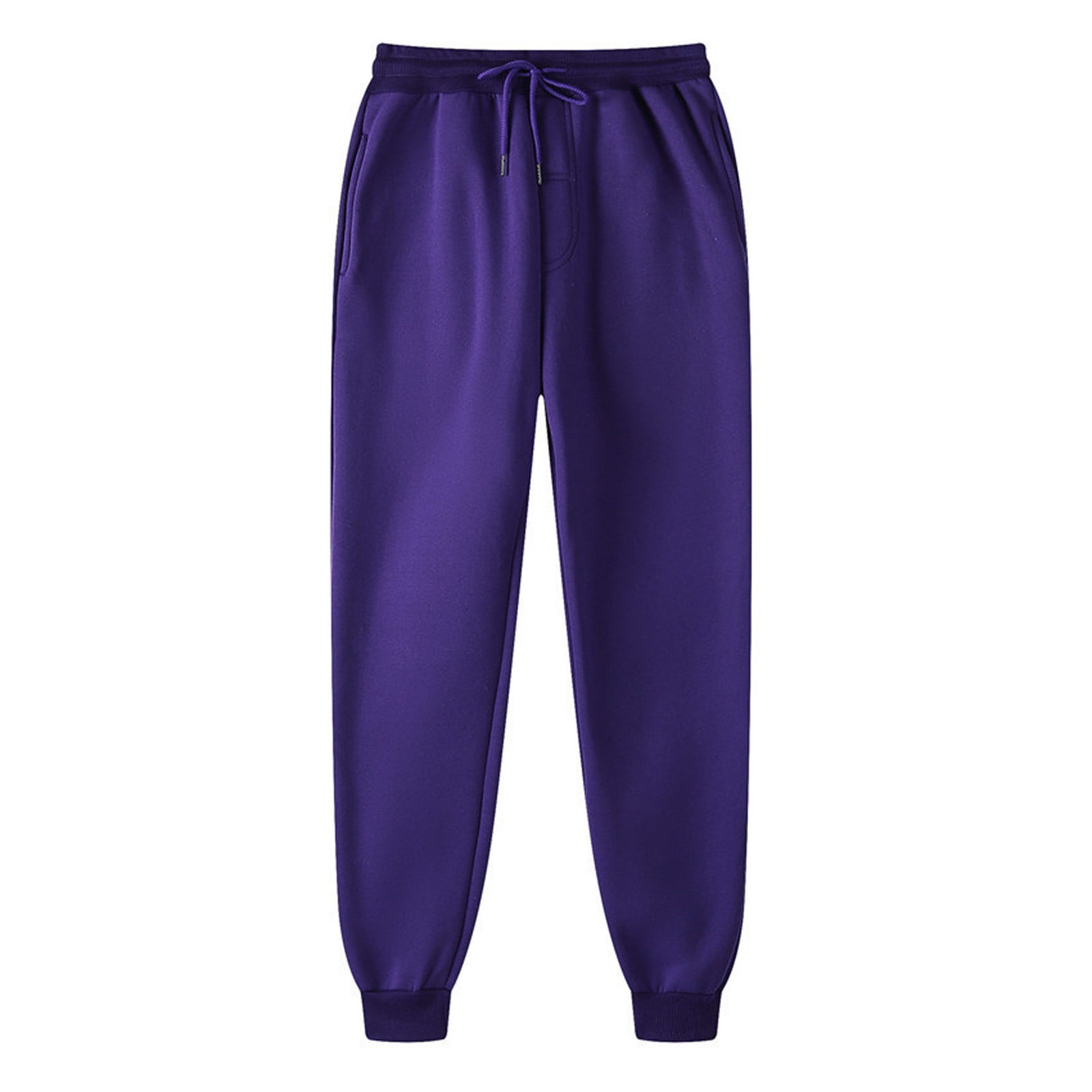 UHUYA Women Plus Size Sweatpants Pants Work Sports Elastic Waist String  Side Pocket Small Leg Trousers Purple S US:4 