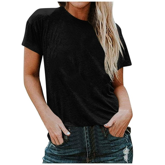AherBiu Womens Tops Short Sleeve Crewneck Summer Casual Loose Fitted Comfy Top Tees Shirt Dailywear