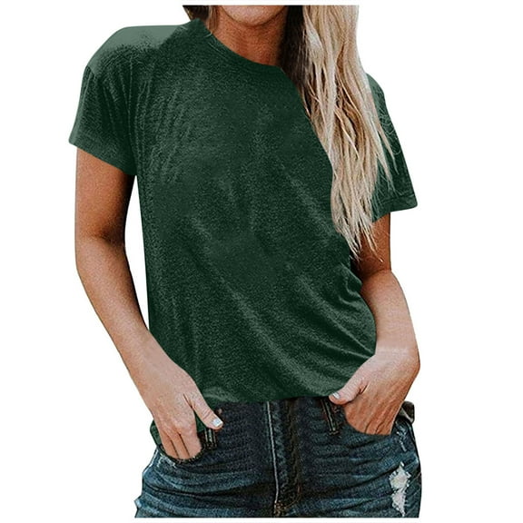 AherBiu Womens Tops Short Sleeve Crewneck Summer Casual Loose Fitted Comfy Top Tees Shirt Dailywear