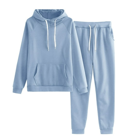 AherBiu Womens Tracksuits Pullover Hoodie Sweatshirt with Sweatpants Joggers 2 Piece Sets Sweatsuits Solid Color