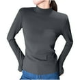 thumbnail image 1 of AherBiu Womens Turtleneck Tops Long Sleeve Basic Layer T Shirts Comfy Slim Fitted Undershirt Blouse, 1 of 3