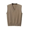 thumbnail image 1 of AherBiu Womens V Neck Vests Fall Casual Sleeveless Sweaters Ribble Knit Pullover Jumper Tops Solid Color, 1 of 4