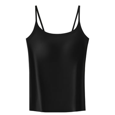AherBiu Womens Yoga Tank Tops with Built in Bra Adjustable Spaghetti Strap Basic Layer Camisole Comfy Pajamas Shirt Undershirt