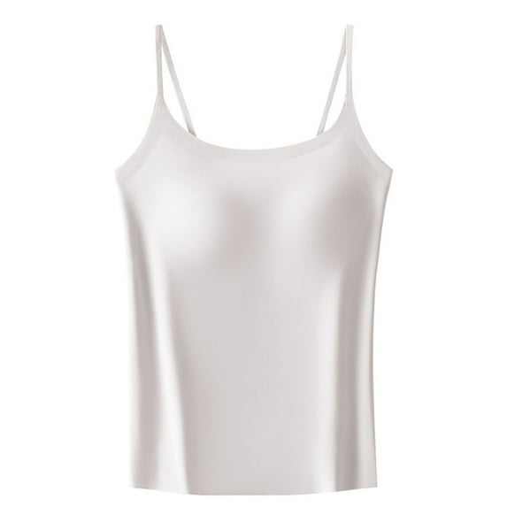 AherBiu Womens Yoga Tank Tops with Built in Bra Adjustable Spaghetti Strap Basic Layer Camisole Comfy Pajamas Shirt Undershirt
