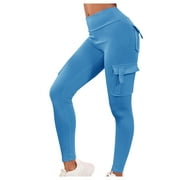 AherBiu Workout Leggings for Women Compression Yoga Pants Mid Waisted Jogger Cargo Leggings with Flap Pockets