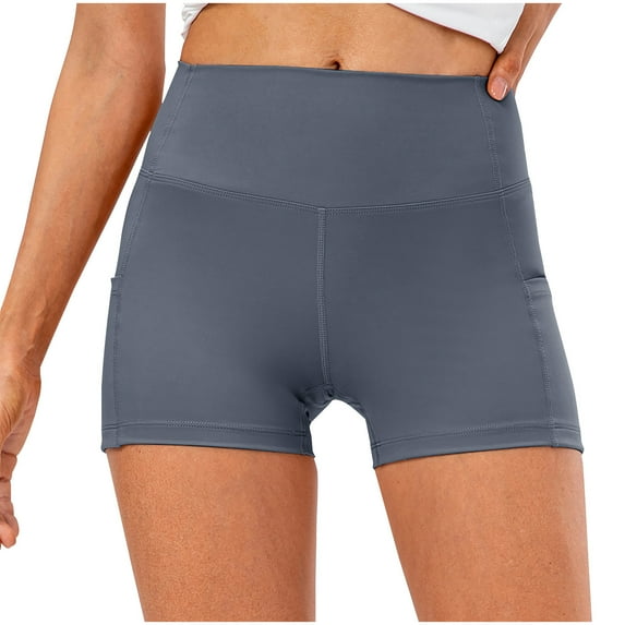 AherBiu Workout Shorts for Women High Waisted Stretch Athletic Short Leggings Bikers Shorts with Pockets