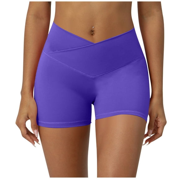AherBiu Workout Shorts for Women V High Waisted Bikers Shorts Slim Fitted Stretch Bottoms Activewear