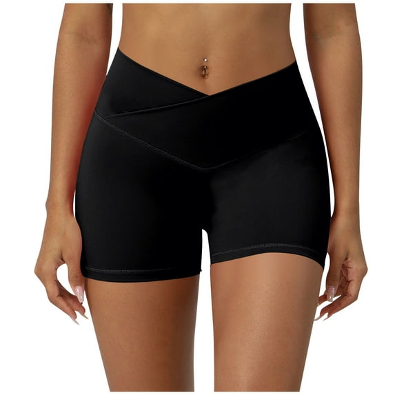 AherBiu Workout Shorts for Women V High Waisted Bikers Shorts Slim Fitted Stretch Bottoms Activewear