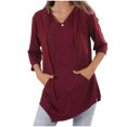 thumbnail image 1 of AherBiu Workout Sweatshirt for Women Long Sleeve Hooded V Neck Pullover Fall Tunic Tops to Wear with Leggings, 1 of 6