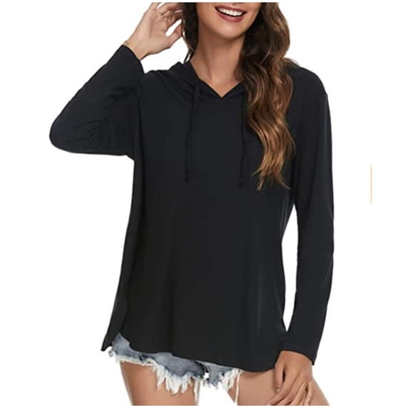 AherBiu Workout Sweatshirt for Women Long Sleeve Hooded V Neck Pullover Fall Tunic Tops to Wear with Leggings