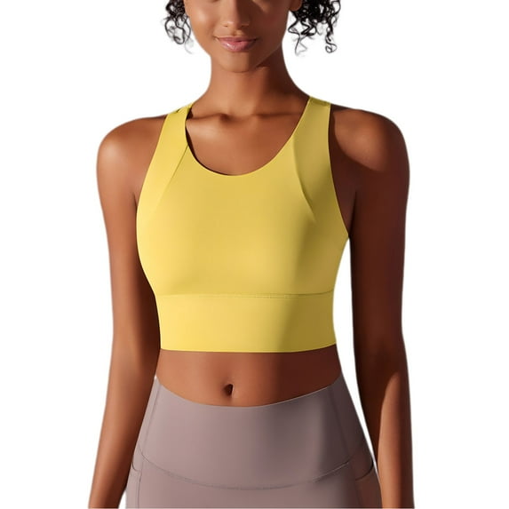 AherBiu Workout Tank Tops for Women Cropped Sports Bra Camisole Shirt Racerback Wide Strap Athletic Tanks