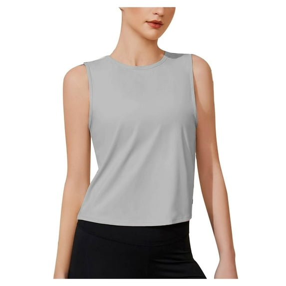 AherBiu Workout Tank Tops for Women Lightweight Quick Dry Stretchy Cropped Sports Top Tees Shirts