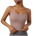 thumbnail image 1 of AherBiu Workout Tank Tops for Women Low Cut Cowl Neck Crossover Racerback Cropped Athletic Tshirt with Built in Bra, 1 of 5