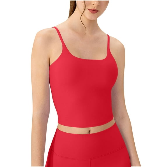 AherBiu Workout Tank Tops for Women Yoga Tops with Built in Bra Cropped Stretchy Activewear Cami Shirts
