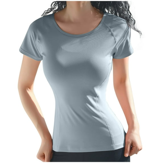 AherBiu Workout Tops for Women Lightweight Quick-Dry Short Sleeve Stretch Slim Yoga Gym Top Tees Shirts