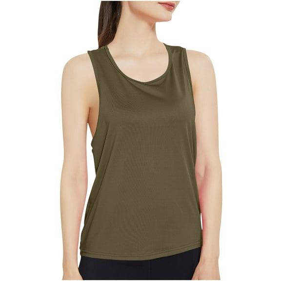 AherBiu Workout Tops for Women Lightweight Quick-Dry Sleeveless Athletic Tank Tops Racerback Crewneck Summer Camisole Tshirt