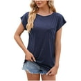 thumbnail image 1 of AherBiu Workout Tops for Women Loose Fitting Cap Sleeve Crewneck Comfy Basic Top Tees Shirts Blouse, 1 of 4