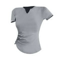 thumbnail image 1 of AherBiu Workout Tops for Women Quick-Dry Notch V Neck Lightweight Gym Top Tees Shirts Sportswear, 1 of 2