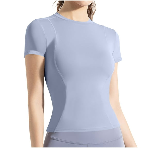 AherBiu Workout Tops for Women Short Sleeve Activewear Crop Tops Lightweight Quick-Dry Athletic Shirts Tees