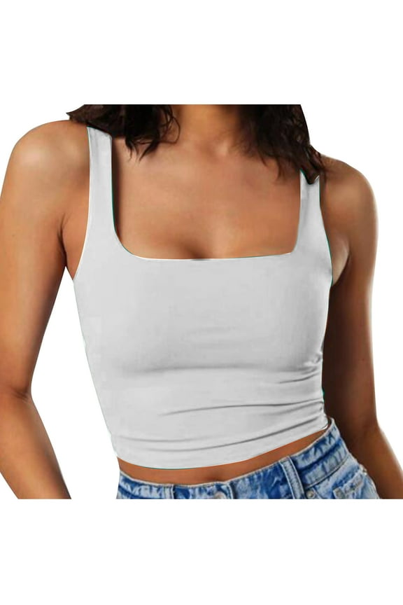 Workout Tops for Women Tank Tops Sleeveless Square Neck Athletic Comfy Cami Tops