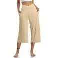 thumbnail image 1 of AherBiu Yoga Capri Pants for Women Straight Wide Leg Stretchy Cross Wrap High Waisted Joggers Capris, 1 of 7