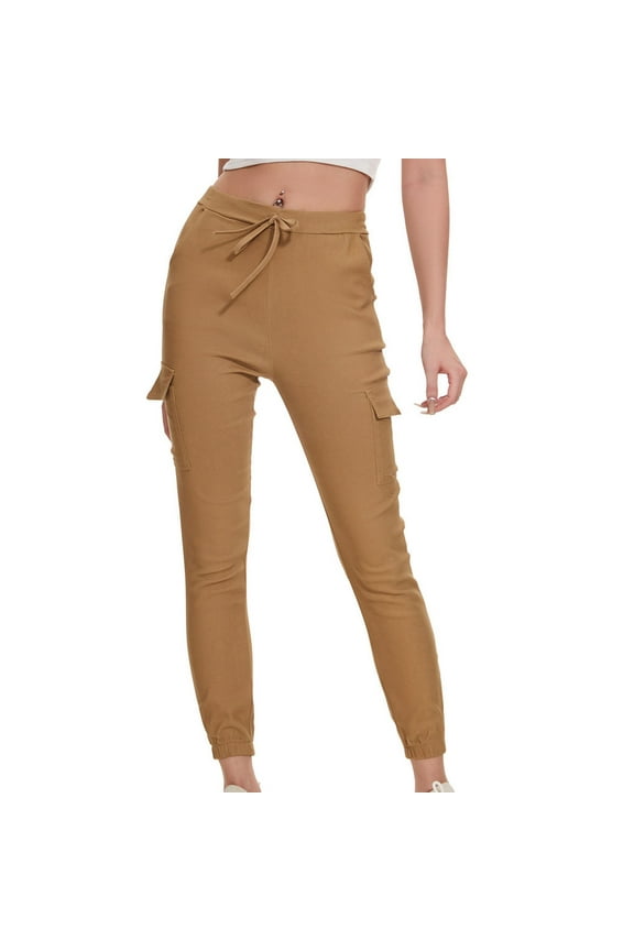 Yoga Leggings for Women Drawstring Elastic High Waisted Slim Stretchy Cinch Bottom Legging Pants