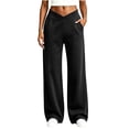 thumbnail image 1 of AherBiu Yoga Pants for Women Crossover Waisted Straight Wide Leg Baggy Loose Fitted Athletic Workout Pants with Pockets, 1 of 6