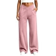 thumbnail image 1 of AherBiu Yoga Pants for Women Crossover Waisted Straight Wide Leg Baggy Loose Fitted Athletic Workout Pants with Pockets, 1 of 7