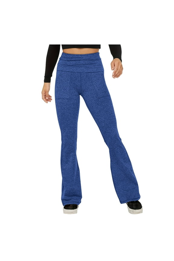 Yoga Pants for Women Foldover High Waisted Stretchy Comfy Flare Leggings Bell Bottom Trousers