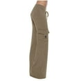 thumbnail image 1 of AherBiu Yoga Pants for Women Straight Leg Drawstring Waisted Stretch Loungewear Athletic Pants with 2 Pockets, 1 of 9