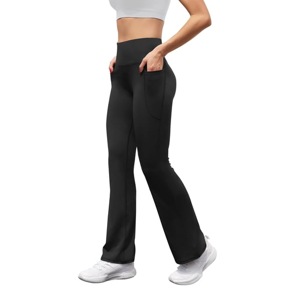 AherBiu Yoga Pants for Women Stretchy High Waisted Workout Gym Pants with Pockets Athletic Trousers