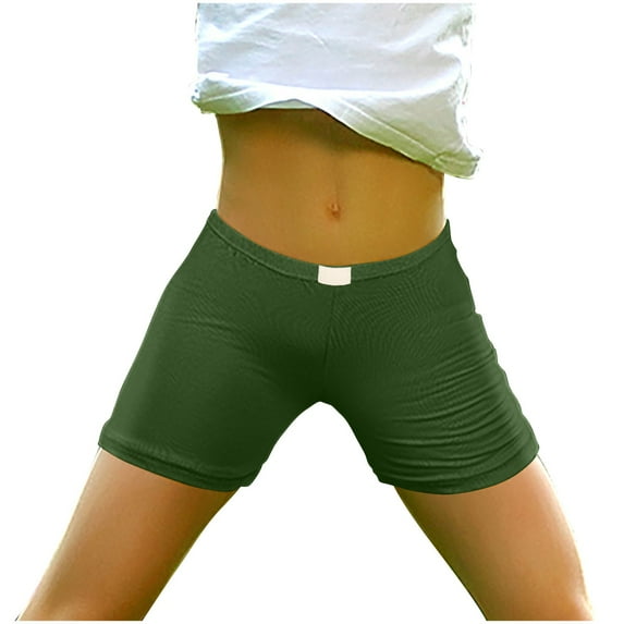 AherBiu Yoga Shorts for Girls Elastic Waisted Slim Fitted Stretchy Activewear Bottoms Shorts to Wear with Dresses