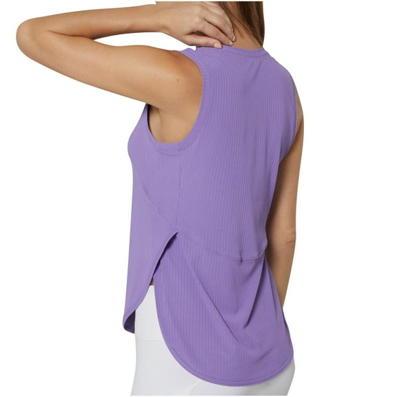 AherBiu Yoga Tank Tops for Women Sleeveless Crewneck Slit Lightweight Top Tees Shirts Sportswear