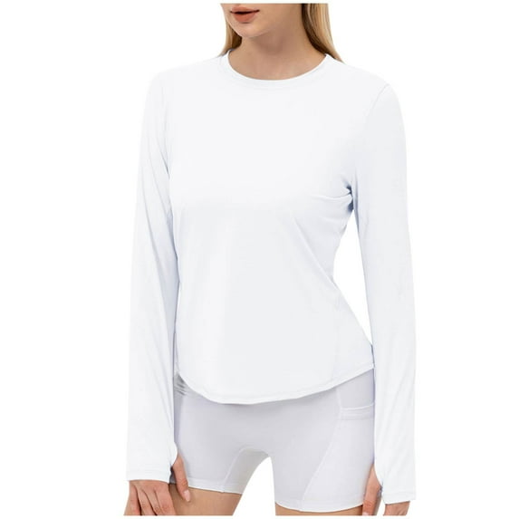 AherBiu Yoga Tops for Womem Quick-Dry Lightweight Long Sleeve T Shirts Athletic Workout Top Tees Blouse
