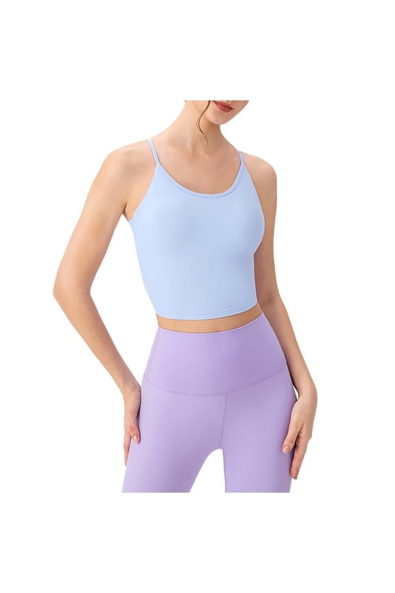 Yoga Tops for Women Crossover Backless Tank Tops Cropped Lightweight Workout Gym Cami Shirts