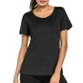 thumbnail image 1 of AherBiu Yoga Tops for Women Crossover Cutout Back Short Sleeve Crewneck Stretch Summer Tshirt Basic Tees, 1 of 4