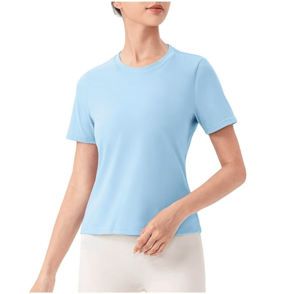 AherBiu Yoga Tops for Women Stretchy Lightweight Quick-Dry Short Sleeve Sports Workout Top Tees Shirts