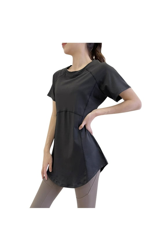 Yoga Tops for Women Workout Tunic or Tops to Wear with Leggings Crewneck Lightweight Athletic Shirts