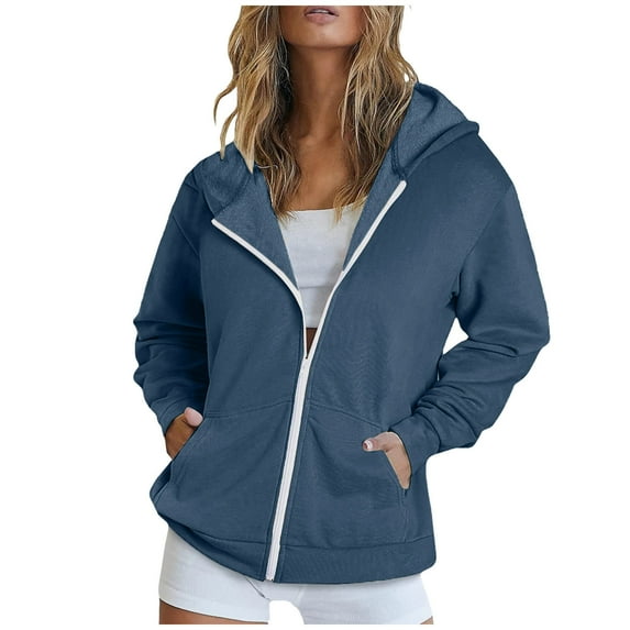 AherBiu Zip up Sweatshirts for Women Fleece Lined Hoodies Activewear Fall Casual Loose Jackets with Pockets