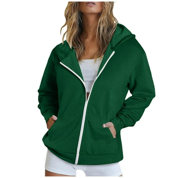 AherBiu Zip up Sweatshirts for Women Fleece Lined Hoodies Activewear Fall Casual Loose Jackets with Pockets