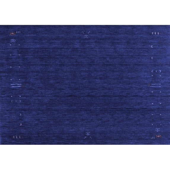 Ahgly Company Indoor Rectangle Abstract Blue Contemporary Area Rugs, 2' x 3'