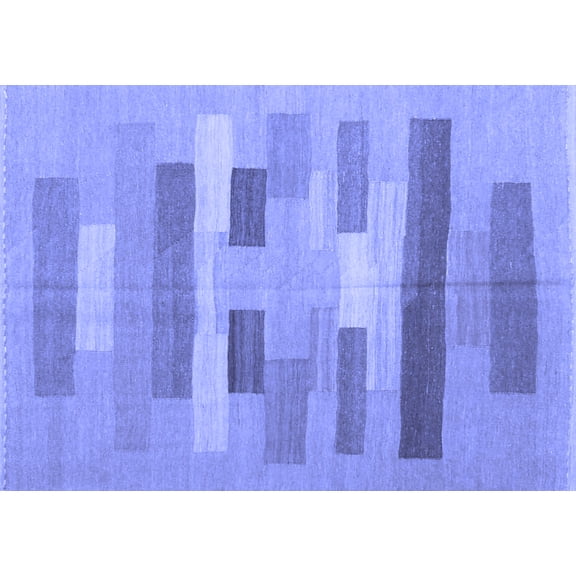 Ahgly Company Indoor Rectangle Abstract Blue Contemporary Area Rugs, 2' x 3'