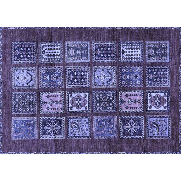 Ahgly Company Indoor Rectangle Abstract Blue Modern Area Rugs, 5' x 7'